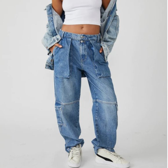 Free People Denim - Free People Marx Slouchy Baggy Cargo Jeans